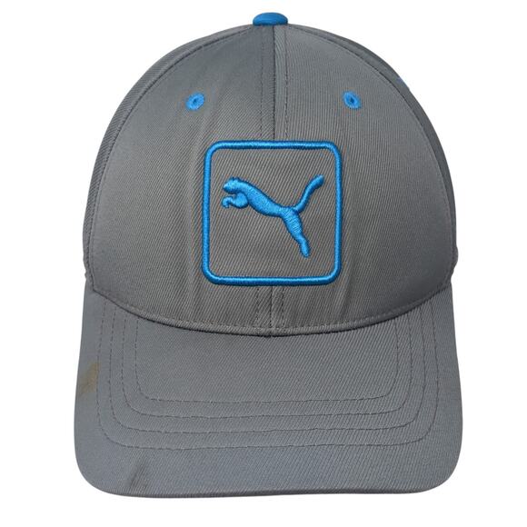 Puma Slideback Hat Gray One Size Embroidered Logo Solid Vent Holes - Picture 1 of 9